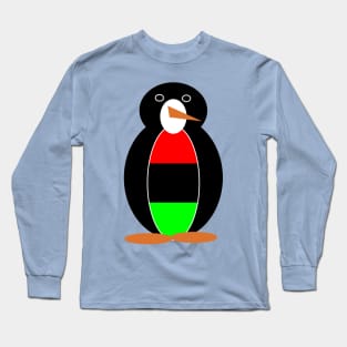 African American Penguin with African Diaspora Flag Long Sleeve T-Shirt